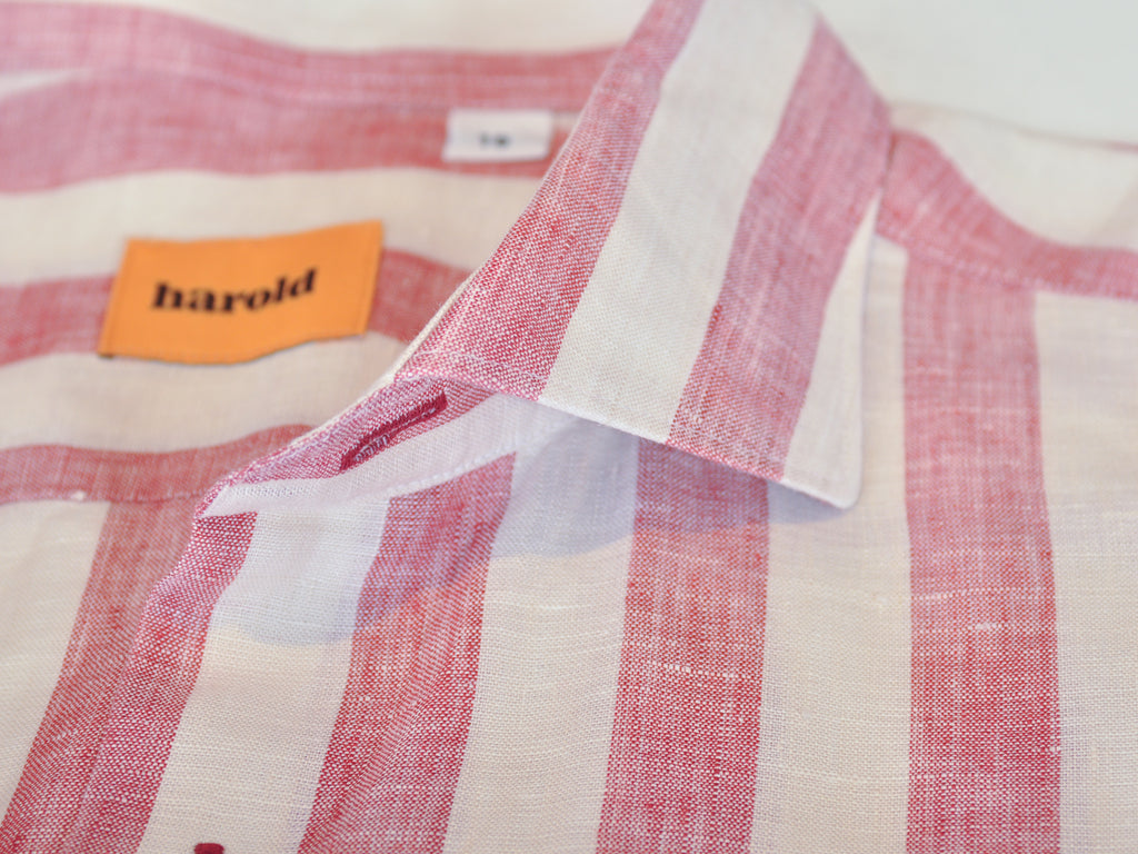 Harold Red Awning Striped Linen Shirt