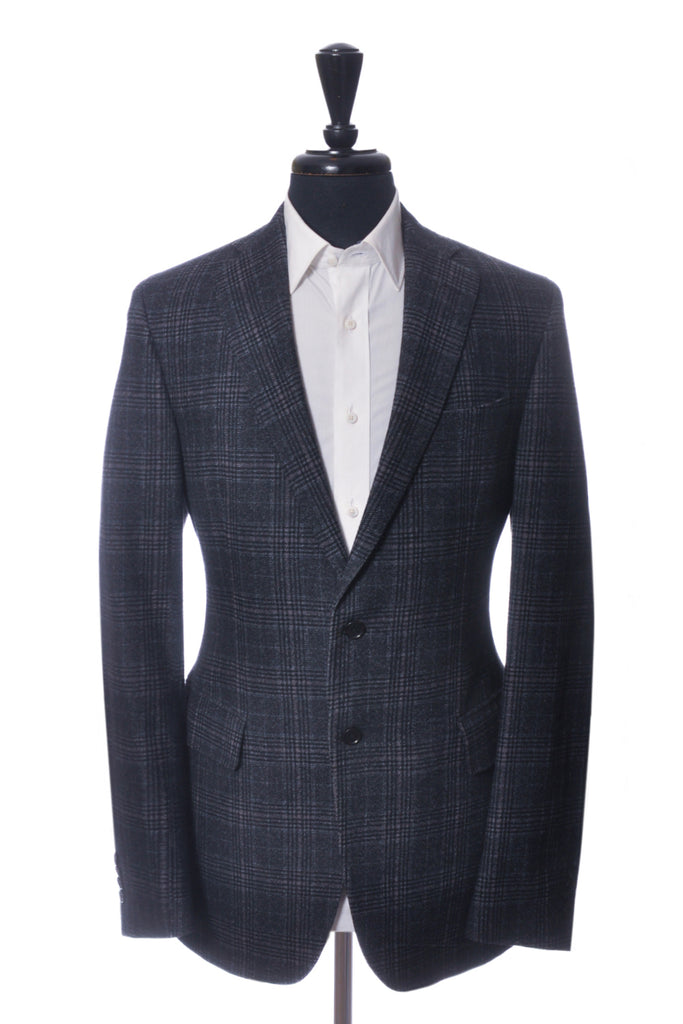 Etro Grey Check Wool Cotton Blazer