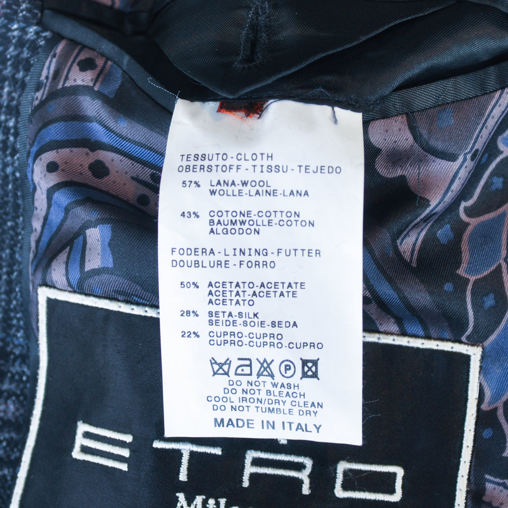 Etro Grey Check Wool Cotton Blazer