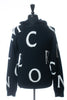 Moncler Midnight Blue Girocollo Tricot Letter Knit Hoodie