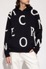 Moncler Midnight Blue Girocollo Tricot Letter Knit Hoodie