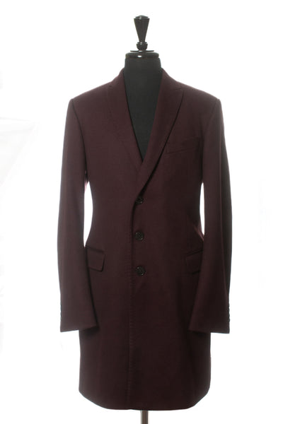 Emporio Armani Burgundy Cashmere Blend M-Line Overcoat