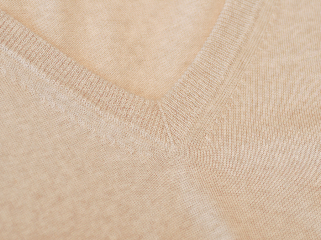 Hugo Boss Oatmeal Brown Slim Fit Merino V-Neck Sweater