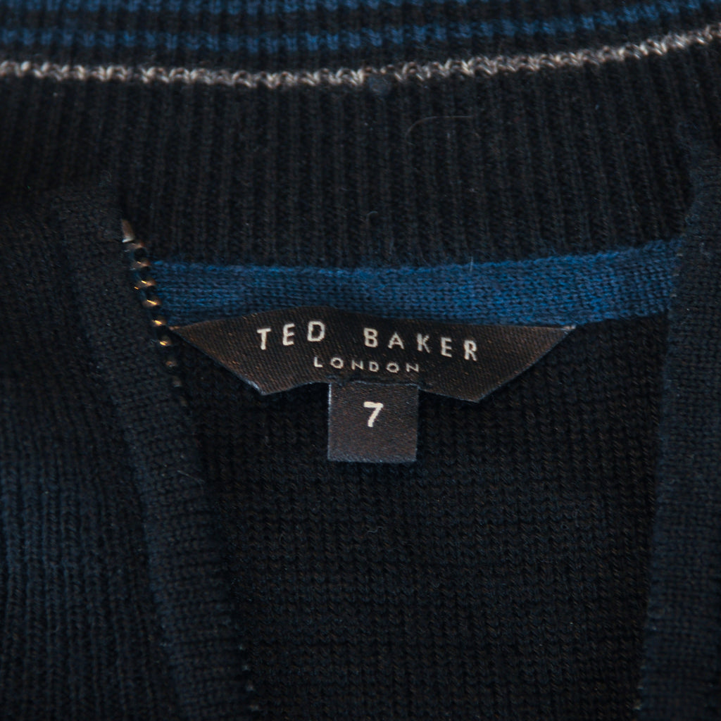 Ted Baker Black Waffle Knit Quarter Zip Sweater