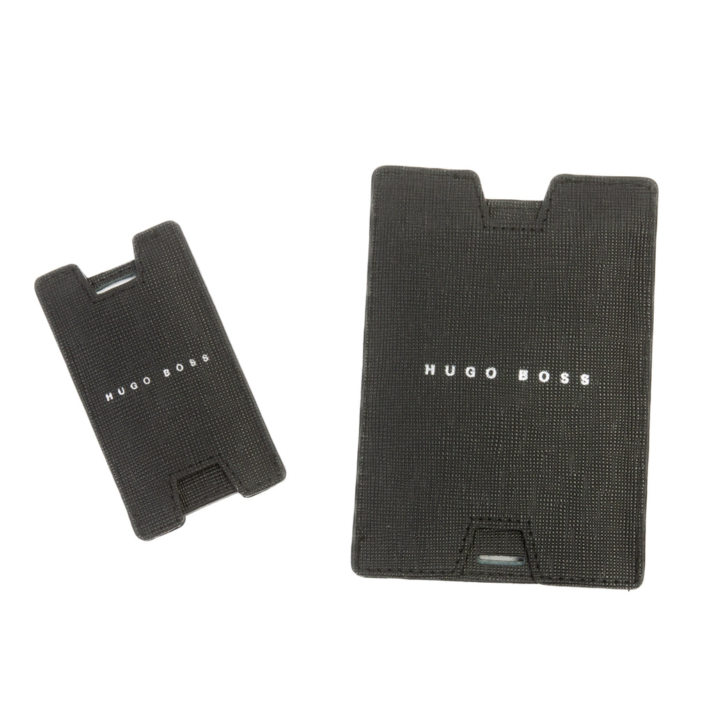 Hugo Boss Black Textured Canvas Luggage Tags