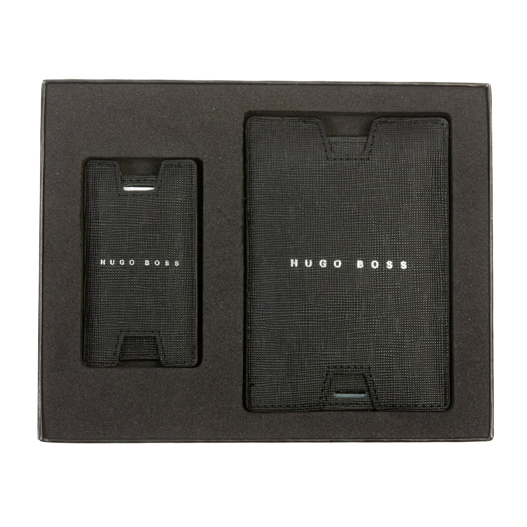 Hugo Boss Black Textured Canvas Luggage Tags