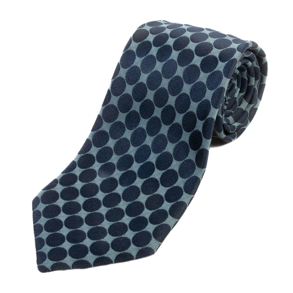 Tom Ford Navy Blue on Slate Grey Polka Dot Tie