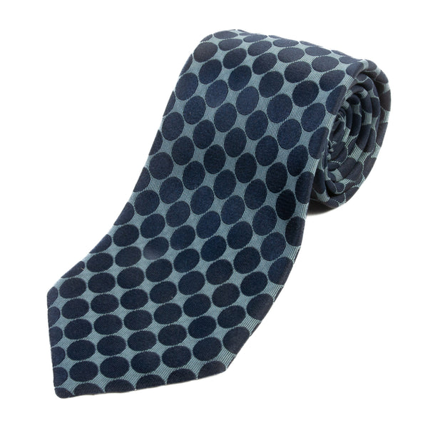 Tom Ford Navy Blue on Slate Grey Polka Dot Tie