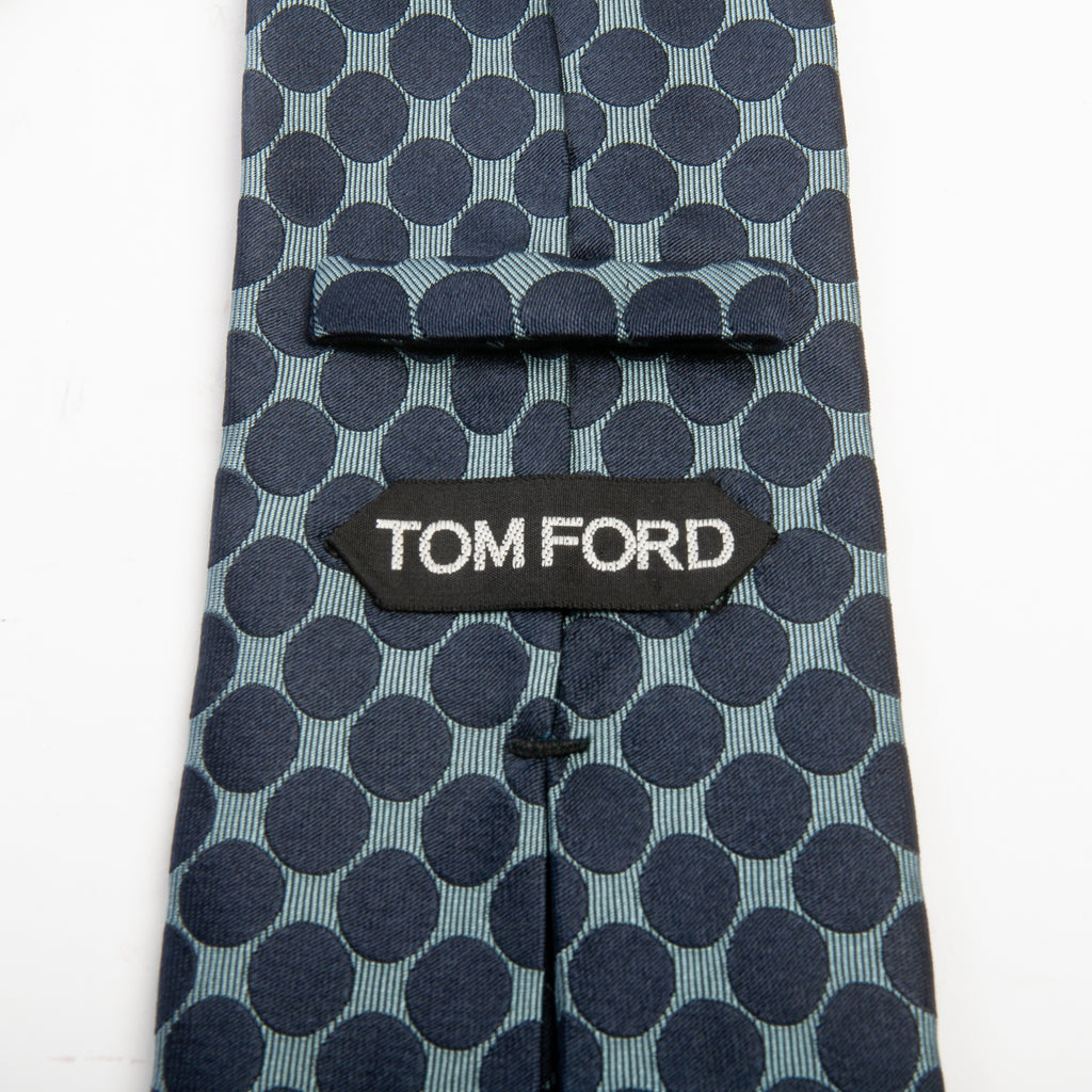 Tom Ford Navy Blue on Slate Grey Polka Dot Tie