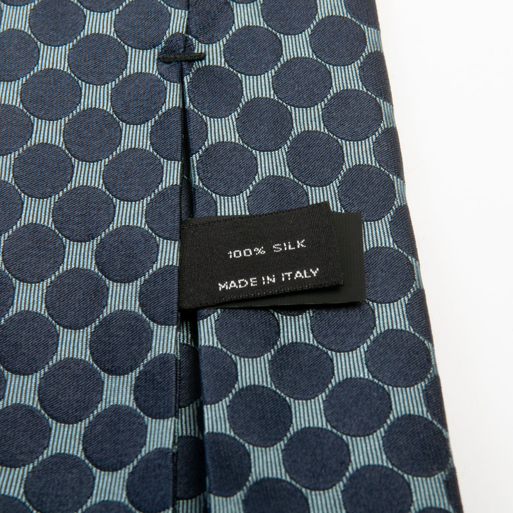 Tom Ford Navy Blue on Slate Grey Polka Dot Tie