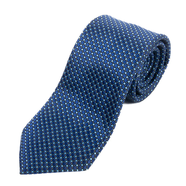 Ermenegildo Zegna Navy Blue Checked Weave Tie