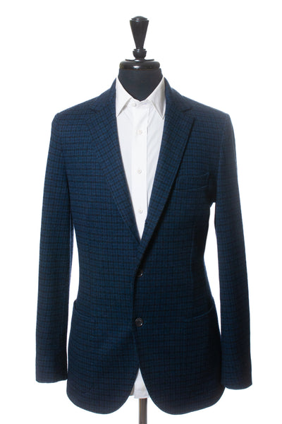 Loro Piana Navy Blue Check Silk Cashmere Blazer