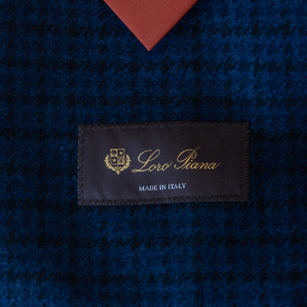 Loro Piana Navy Blue Check Silk Cashmere Blazer