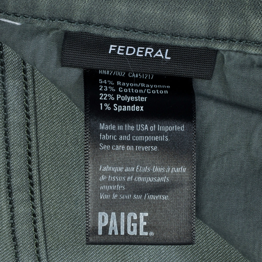 Paige Vintage Dark Forest Green Federal Jeans