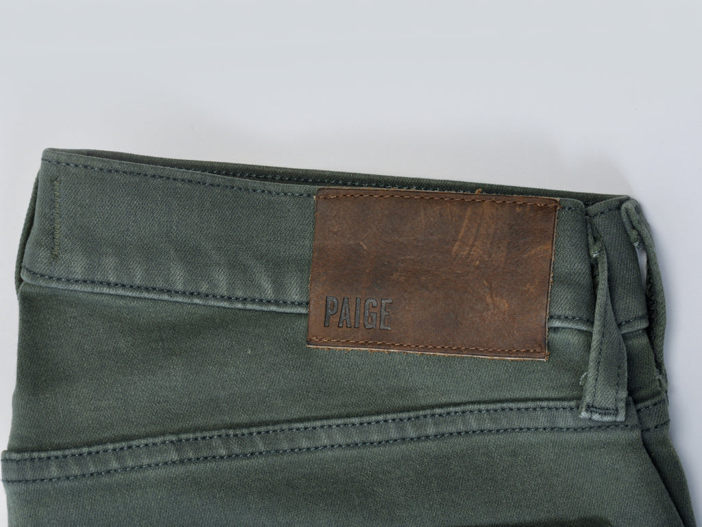 Paige Vintage Dark Forest Green Federal Jeans