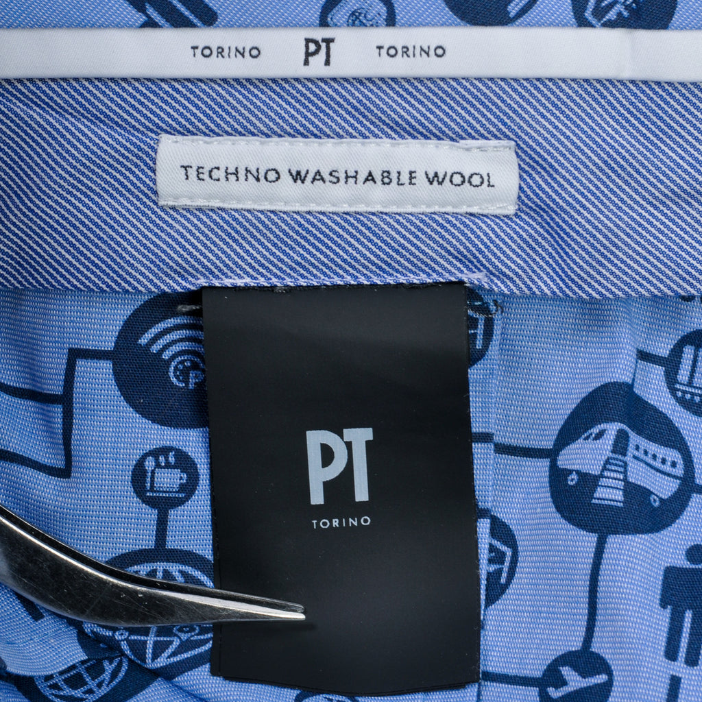 PT Torino Grey Techno Washable Wool Slim Fit Pants