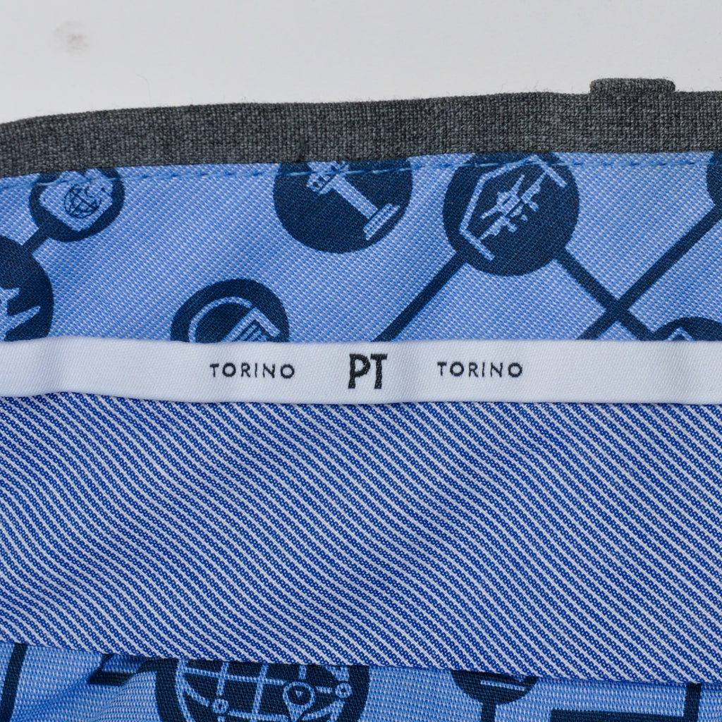 PT Torino Grey Techno Washable Wool Slim Fit Pants