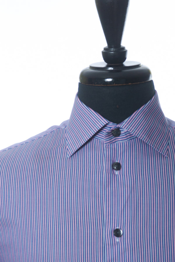 Eton Blue and Red Striped Slim Fit Dress Shirt