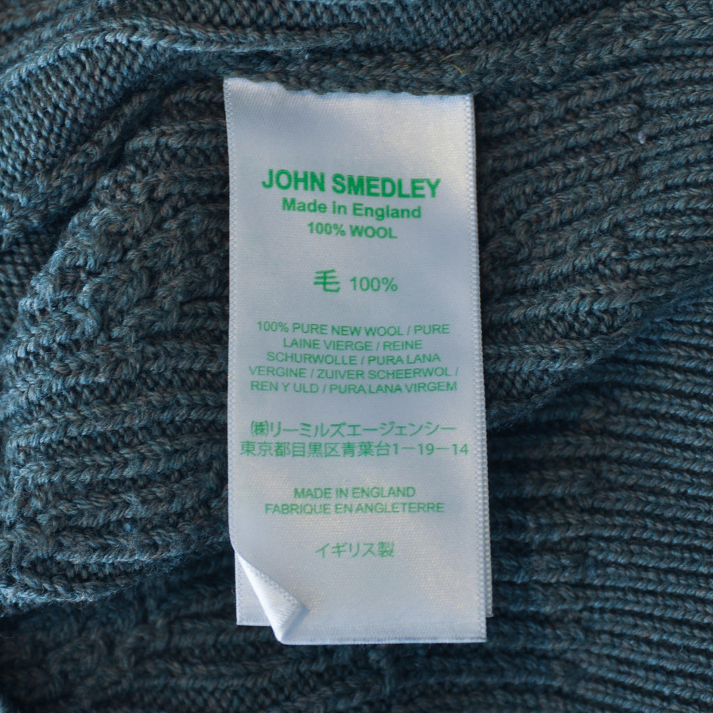 John Smedley Green Cable Knit Full Zip Sweater