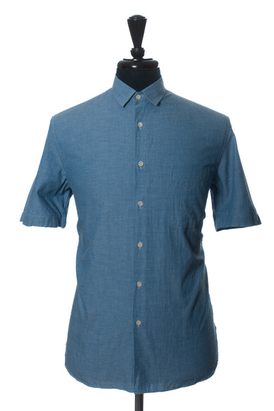 Sunspel Blue Pocket Short Sleeve Shirt