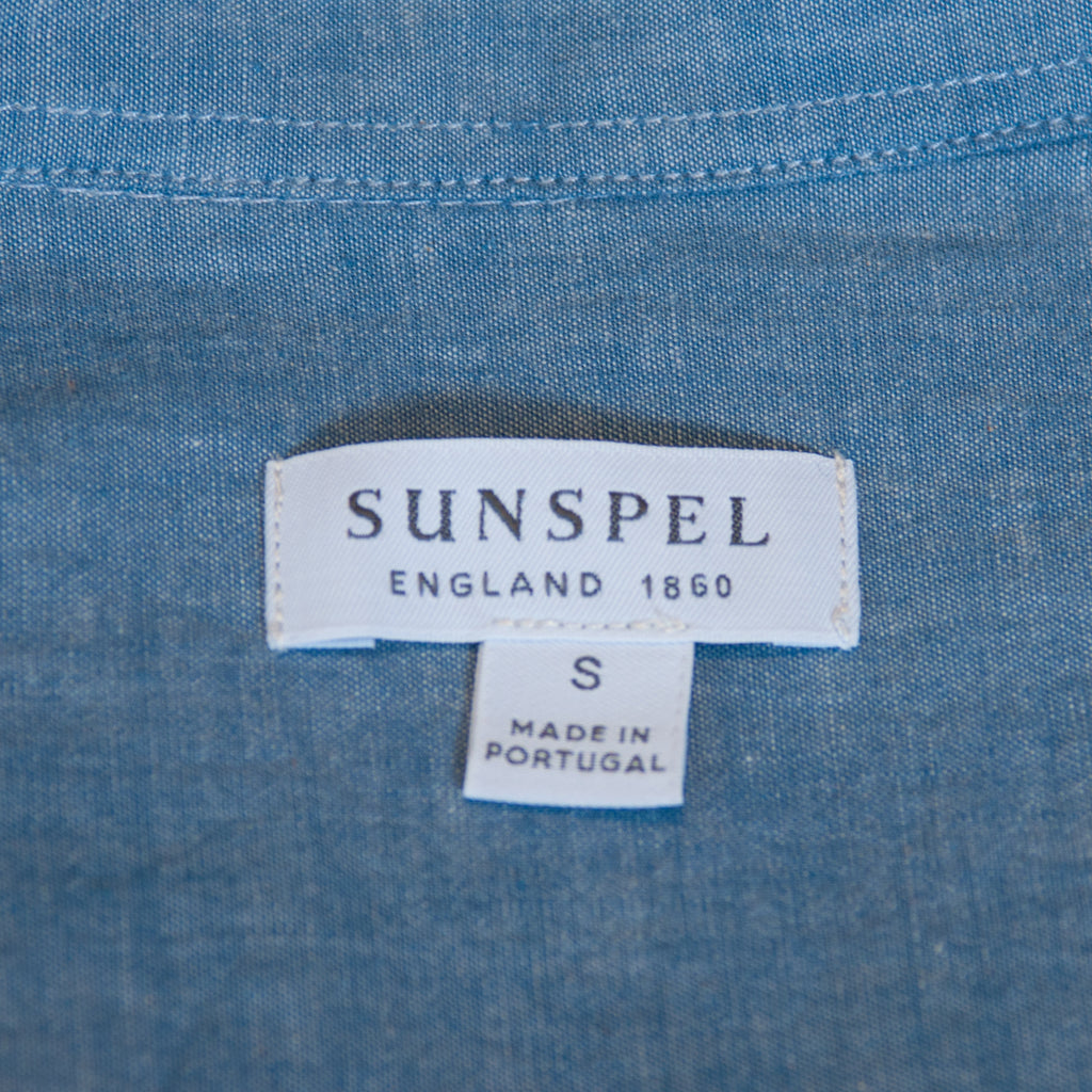 Sunspel Blue Pocket Short Sleeve Shirt