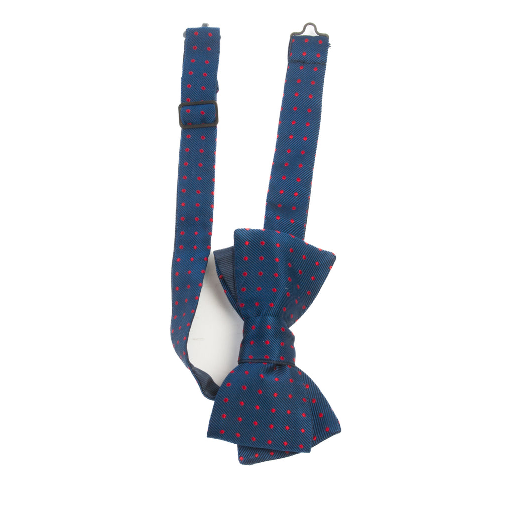 Holt Renfrew Red on Navy Blue Polka Dot Bow Tie