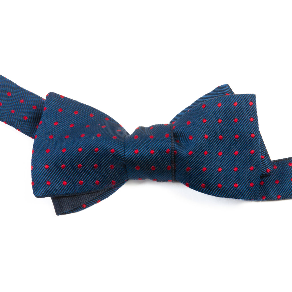 Holt Renfrew Red on Navy Blue Polka Dot Bow Tie