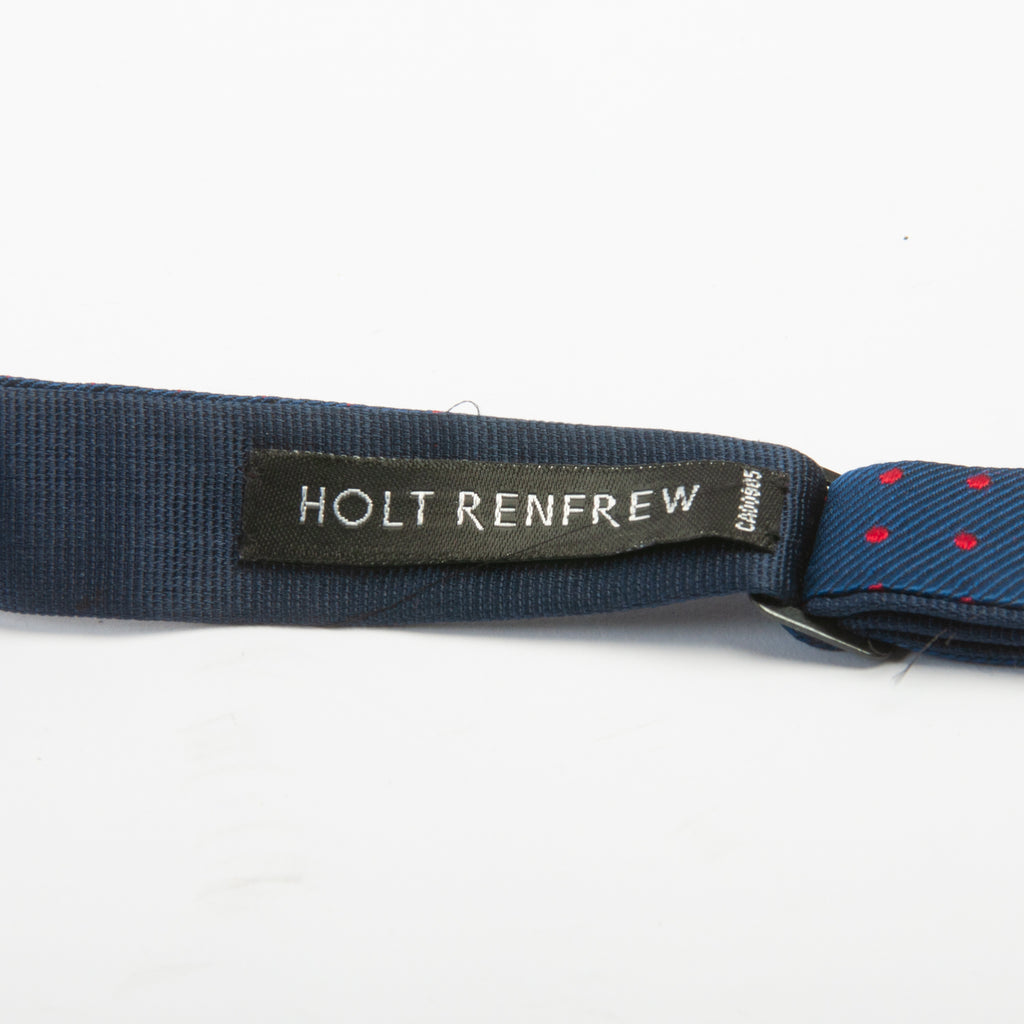 Holt Renfrew Red on Navy Blue Polka Dot Bow Tie