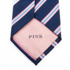 Thomas Pink Pink on Navy Blue Striped English Silk Tie