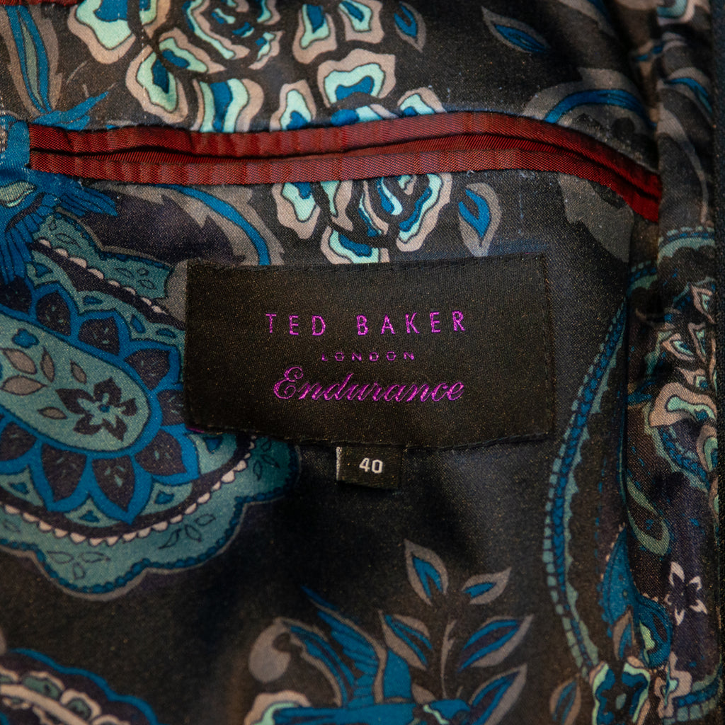 Ted Baker Grey Herringbone Zipp Overcoat