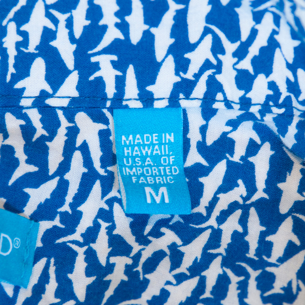 Tori Richard Blue Shark Print Short Sleeve Shirt