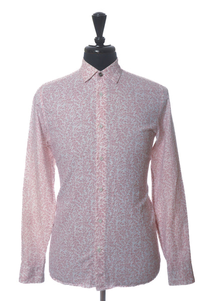 Ted Baker Brown Leaf Print Leemar Linen Blend Shirt