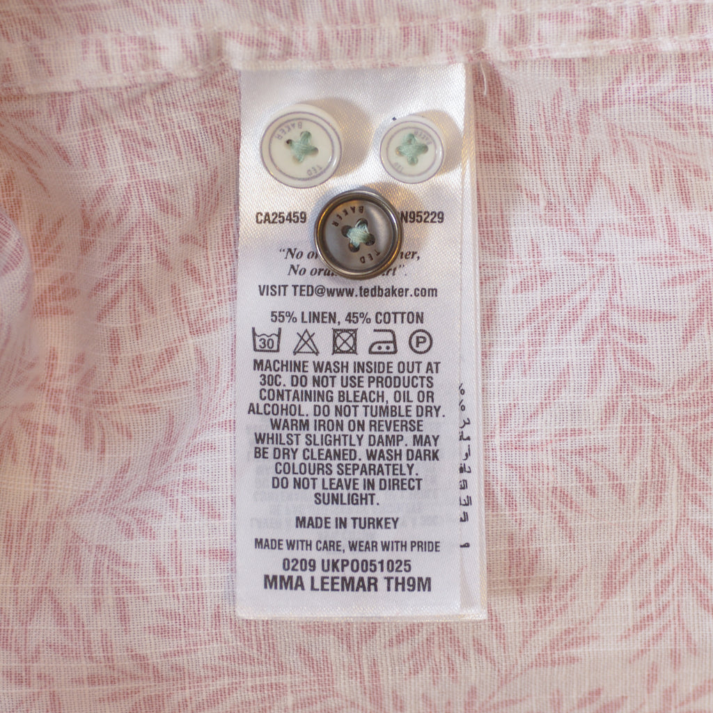 Ted Baker Brown Leaf Print Leemar Linen Blend Shirt