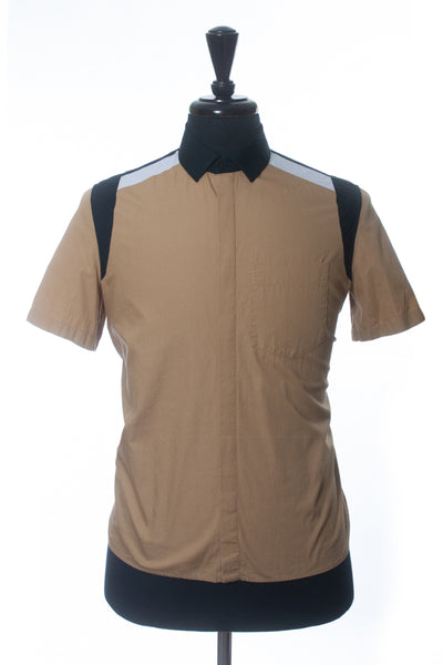 Neil Barrett Safari Brown and Black Easy Fit Short Sleeve Shirt