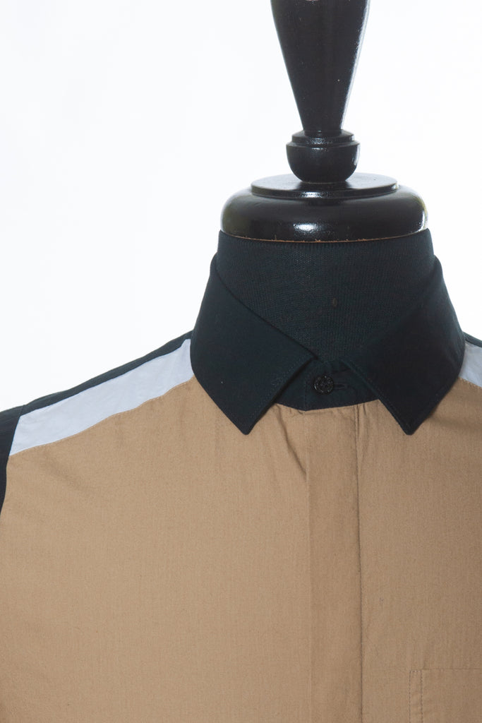 Neil Barrett Safari Brown and Black Easy Fit Short Sleeve Shirt