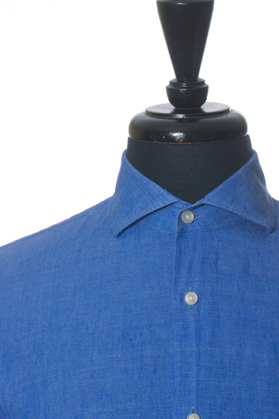Hugo Boss Blue Slim Fit Linen Jason Shirt