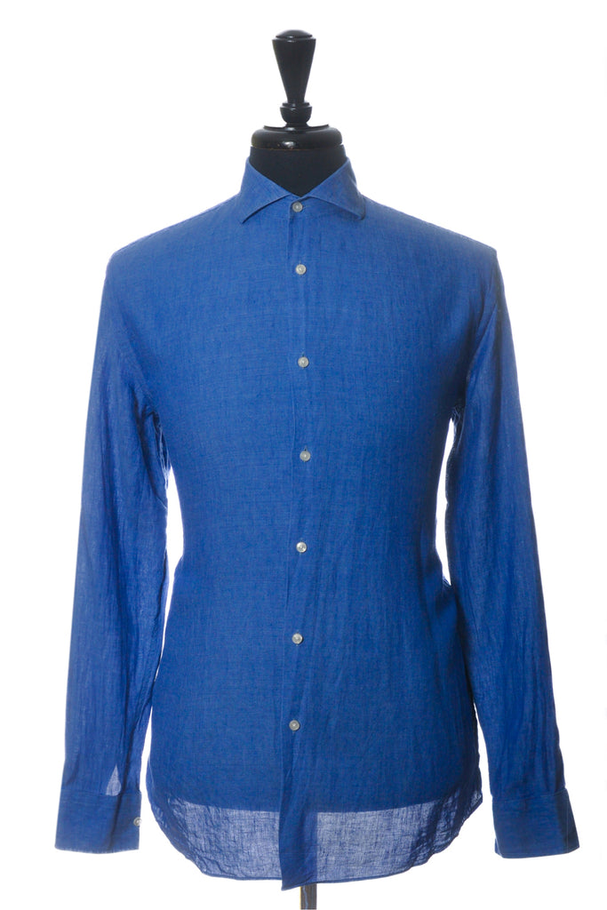Hugo Boss Blue Slim Fit Linen Jason Shirt
