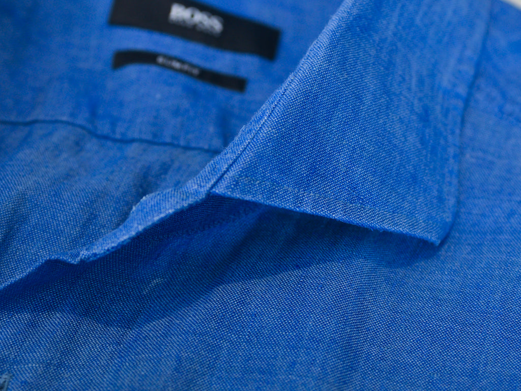 Hugo Boss Blue Slim Fit Linen Jason Shirt