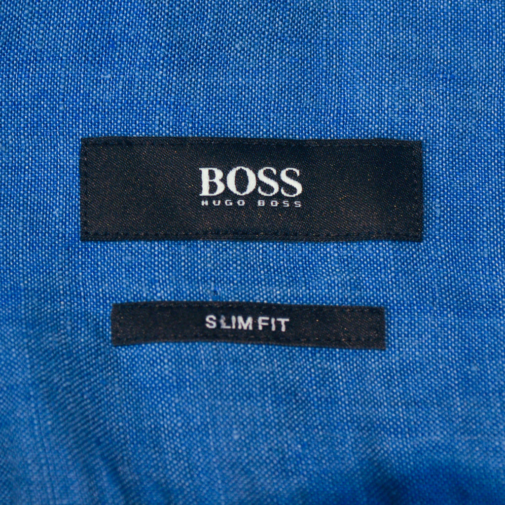 Hugo Boss Blue Slim Fit Linen Jason Shirt