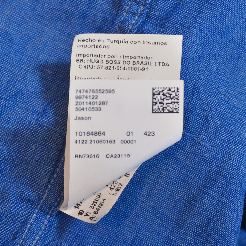 Hugo Boss Blue Slim Fit Linen Jason Shirt
