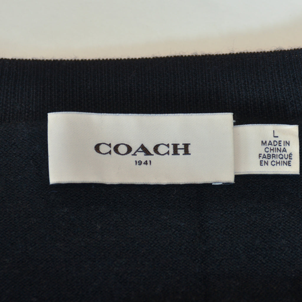 Coach Black Wool Dinosaur Embroidered Sweater