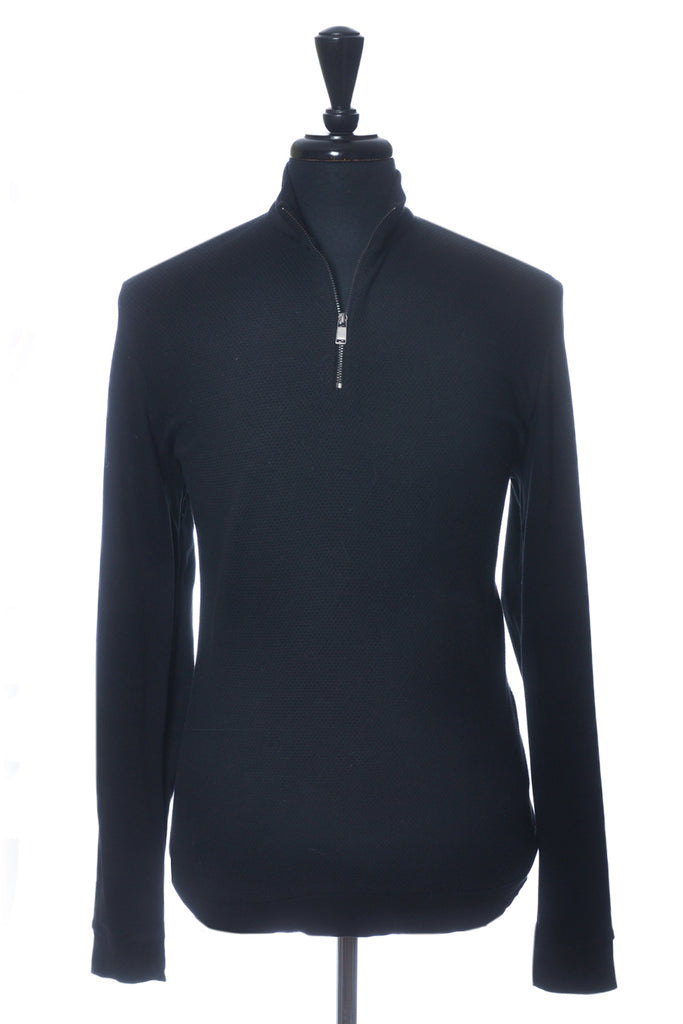 Hugo Boss Black Waffle Knit Sidney Quarter Zip Sweater