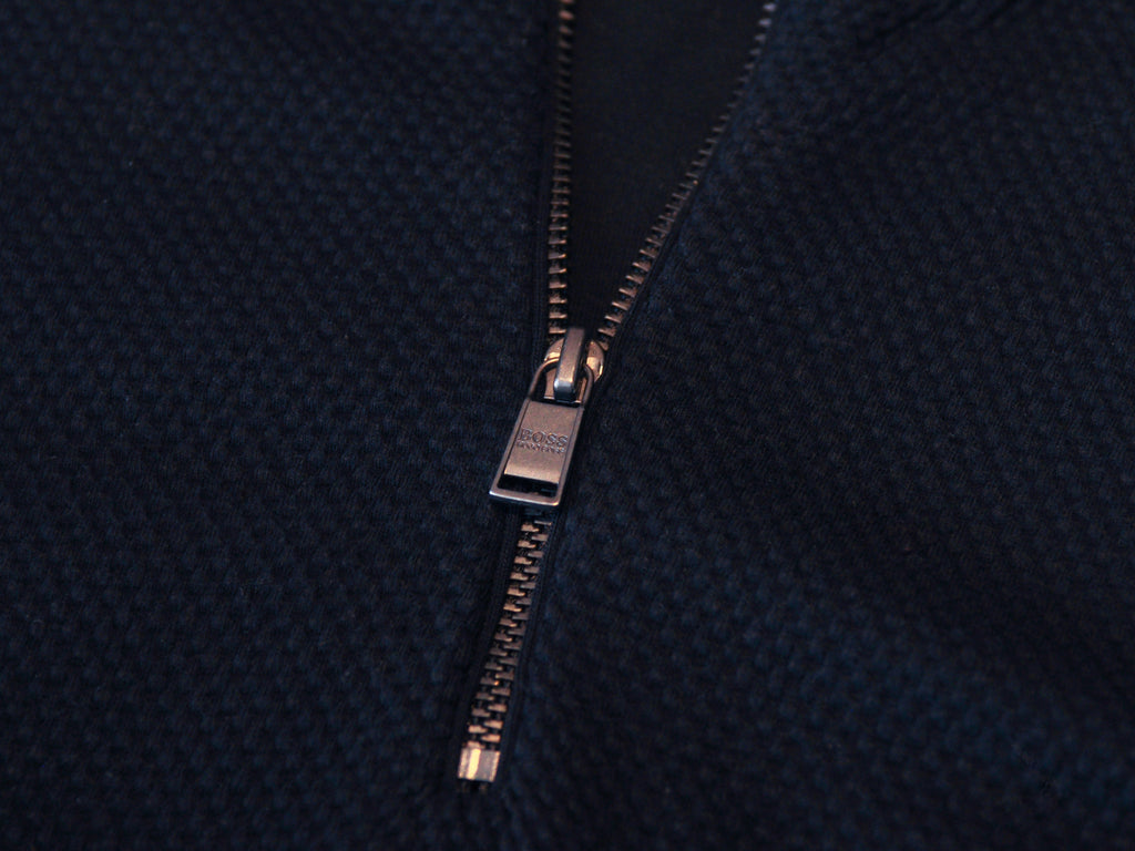 Hugo Boss Black Waffle Knit Sidney Quarter Zip Sweater