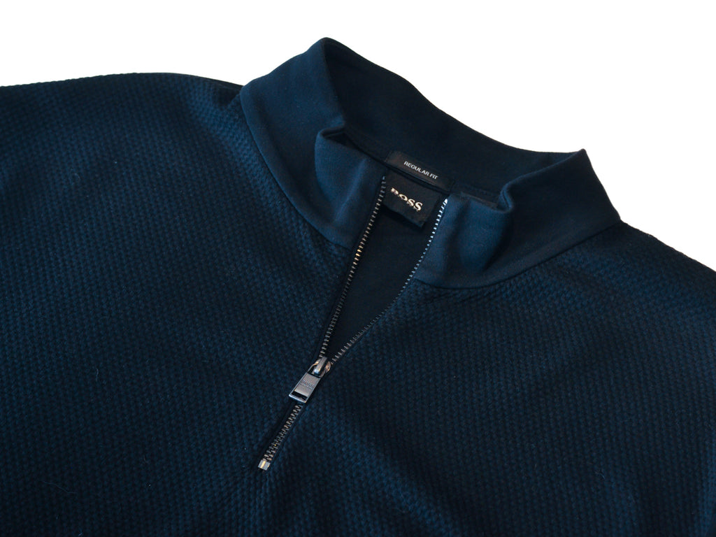 Hugo Boss Black Waffle Knit Sidney Quarter Zip Sweater