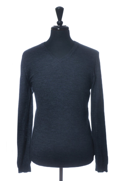 Hugo Boss Dark Blue Melba-N Merino Wool V-Neck Sweater