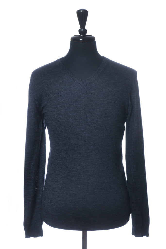 Hugo Boss Dark Blue Melba-N Merino Wool V-Neck Sweater