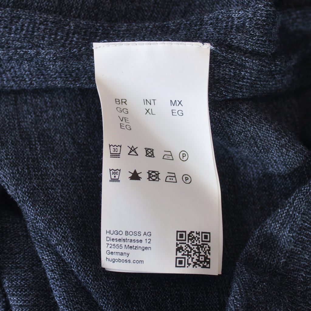 Hugo Boss Dark Blue Melba-N Merino Wool V-Neck Sweater