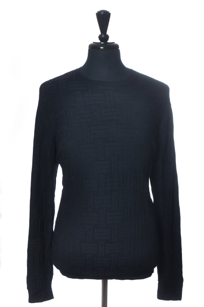 Emporio Armani Black Letter Jacquard Crew Neck Sweater