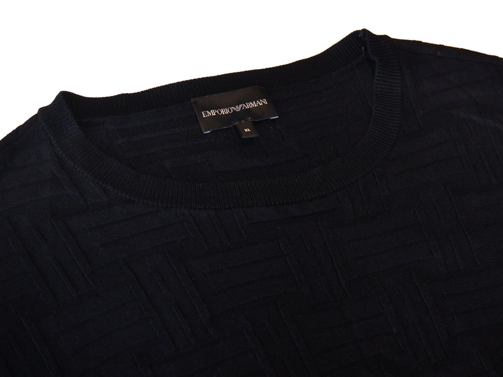 Emporio Armani Black Letter Jacquard Crew Neck Sweater