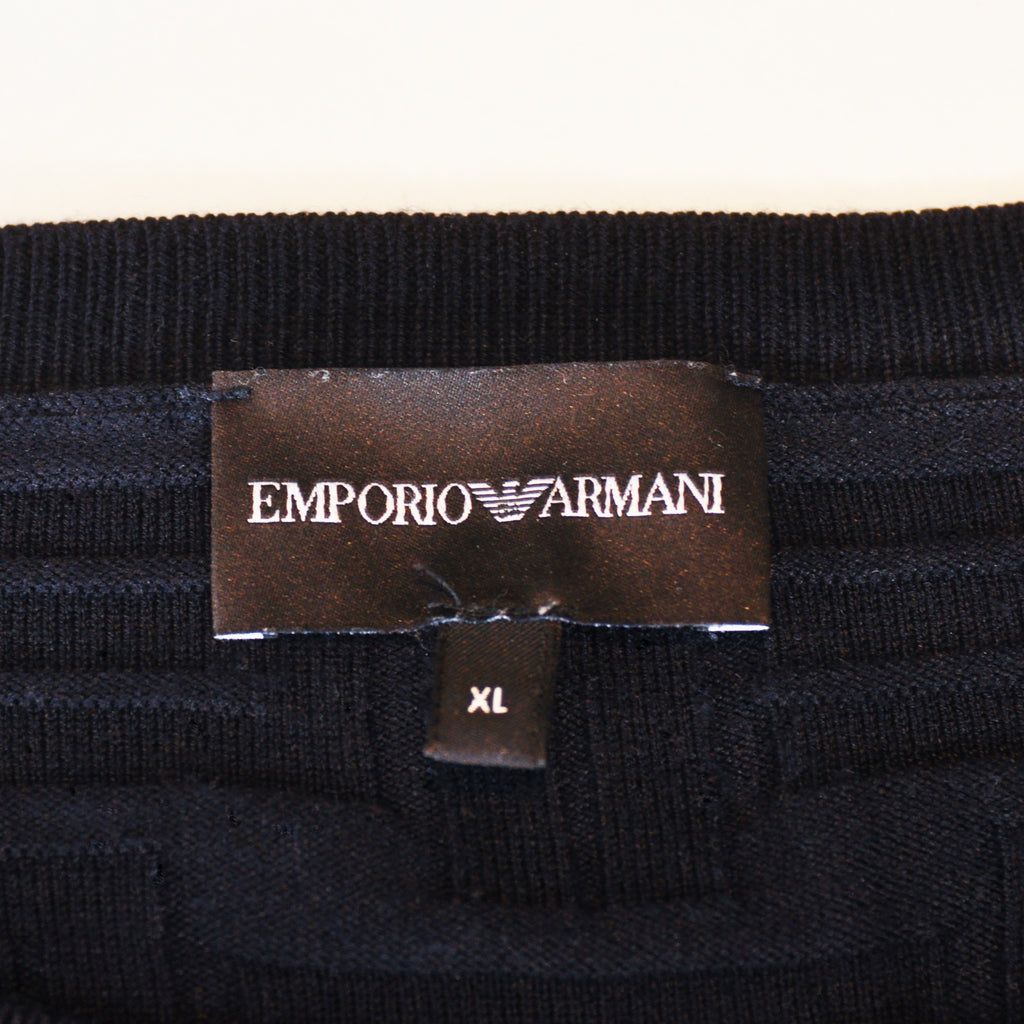 Emporio Armani Black Letter Jacquard Crew Neck Sweater